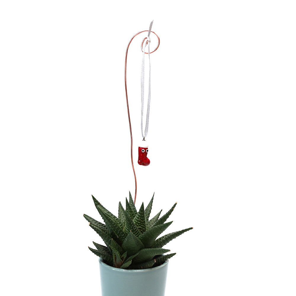 Tiny Glass Christmas Stocking Hanging Decoration