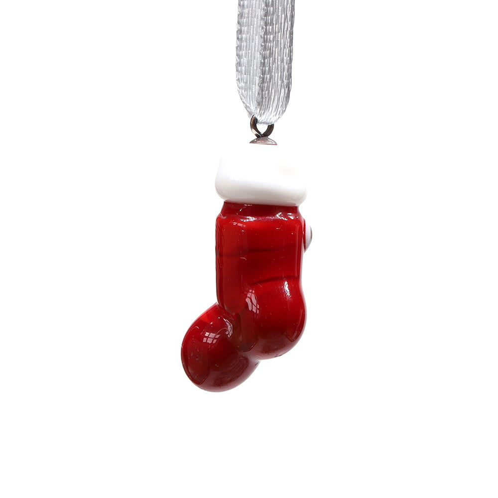 Tiny Glass Christmas Stocking Hanging Decoration
