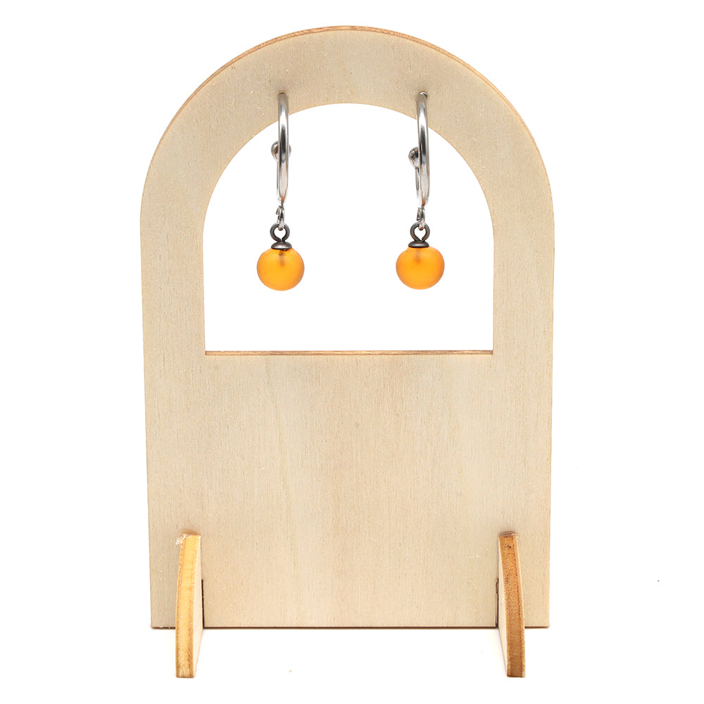 Frosted Yellow Glass Half Hoop Earrings