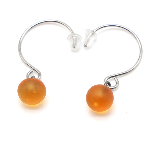 Frosted Yellow Glass Hook Earrings