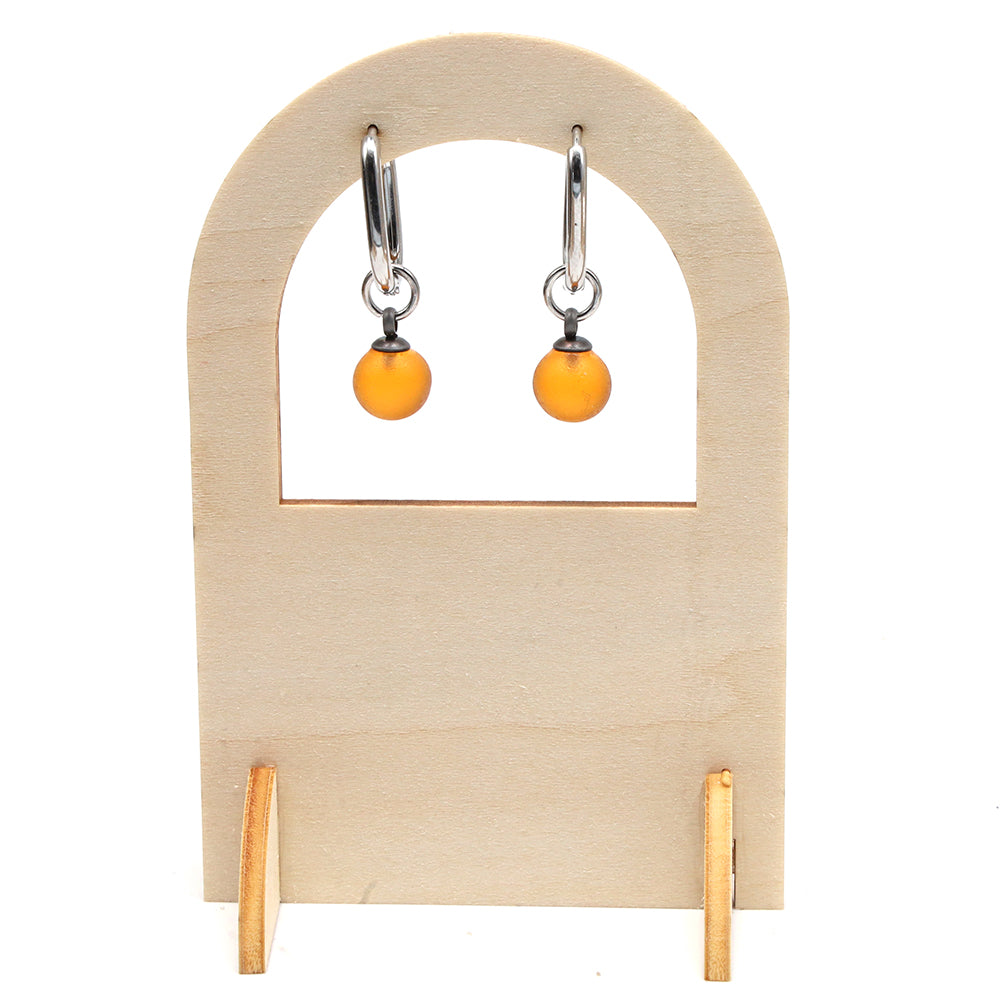 Frosted Yellow Glass Oval Hoop Earrings