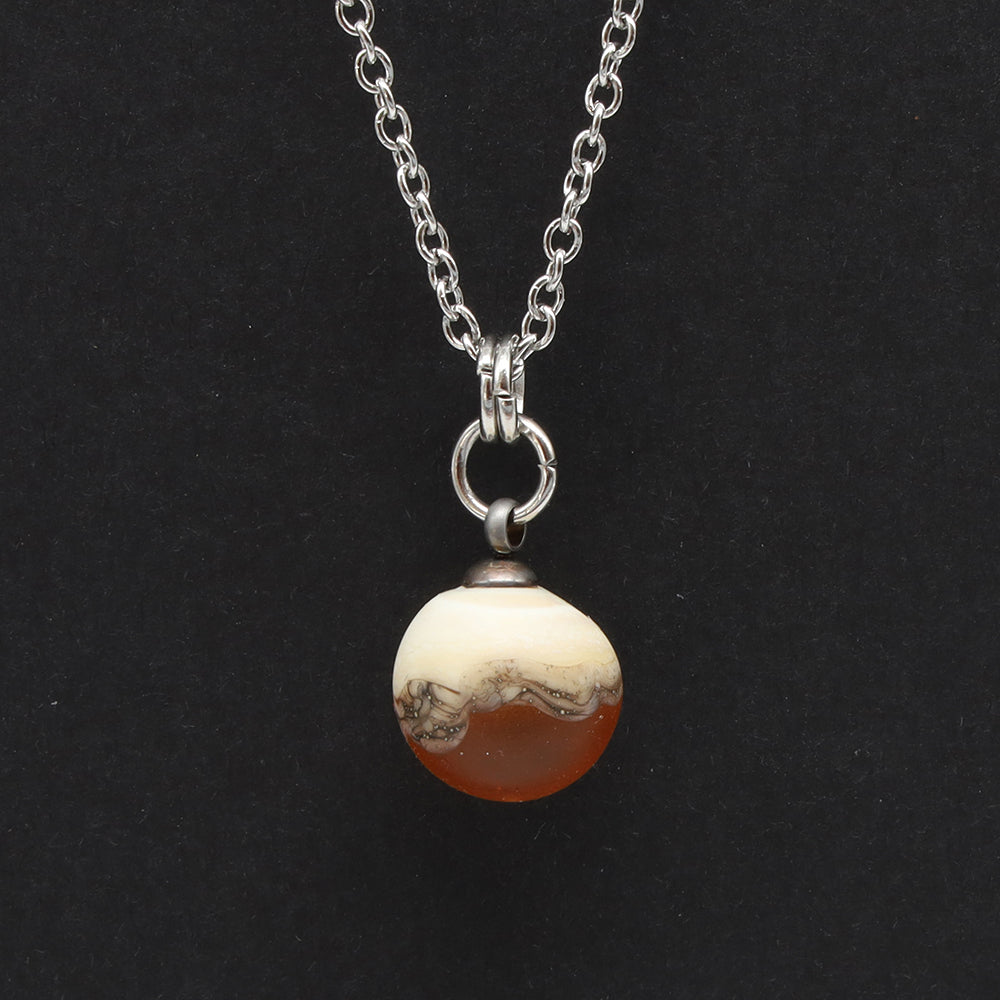 Yellow and Ivory Sphere Charm Stainless Steel Necklace