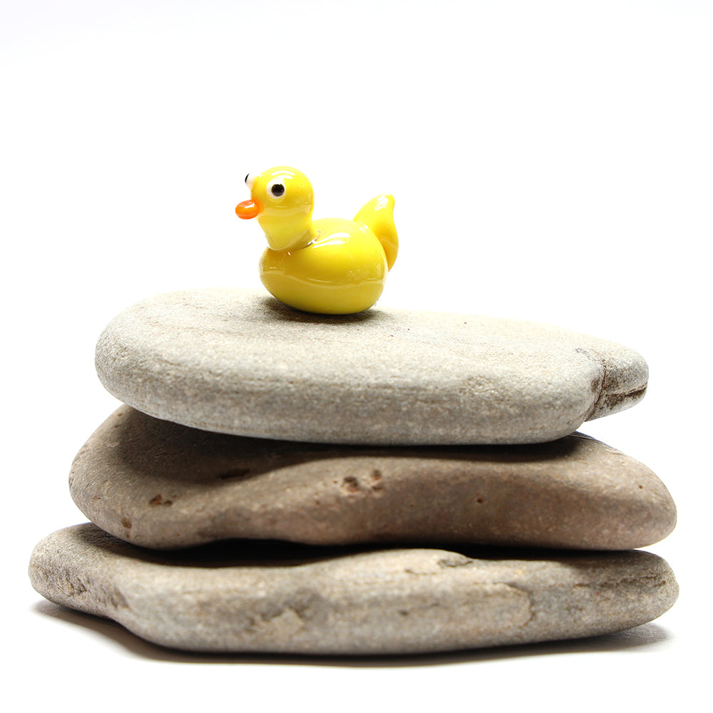 Yellow Opaque Glass Duck