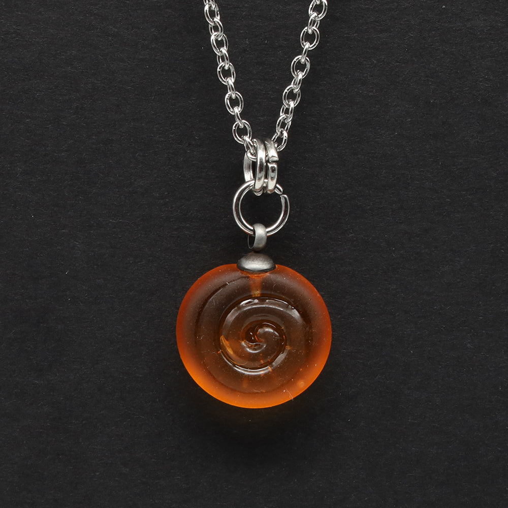 Frosted Yellow Spiral Charm Stainless Steel Necklace