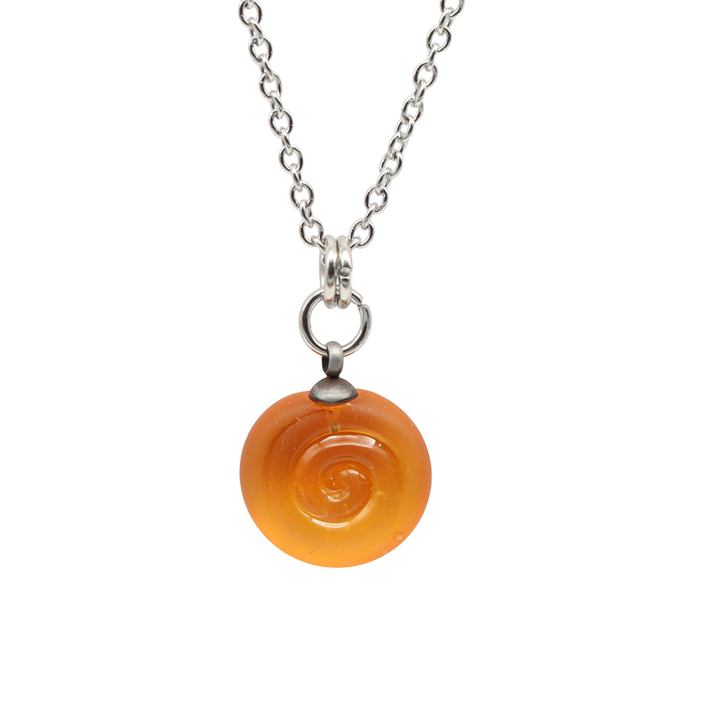 Frosted Yellow Spiral Charm Stainless Steel Necklace