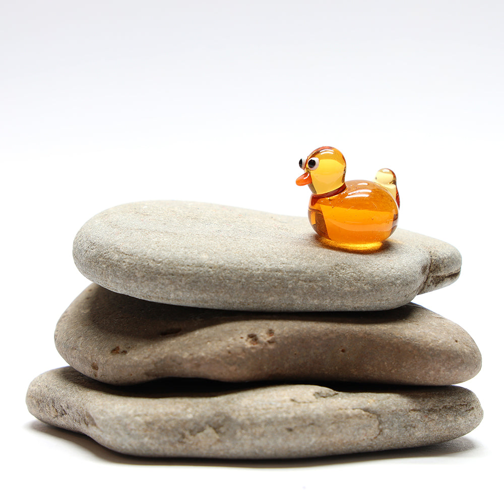 Yellow Transparent Glass Duck